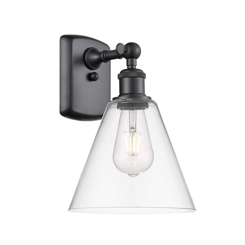Innovations Lighting 516-1W-11-8 Berkshire Sconce Berkshire 11" Tall - Matte Black / Clear