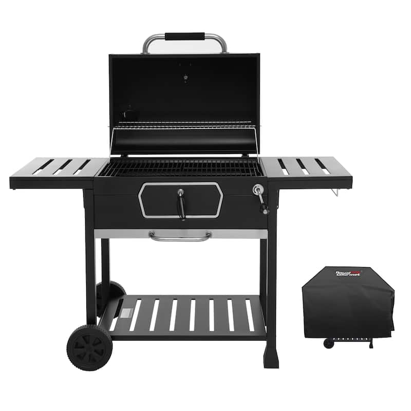 Royal Gourmet Deluxe 30-Inch Smoker Charcoal Grill with Cover,Black