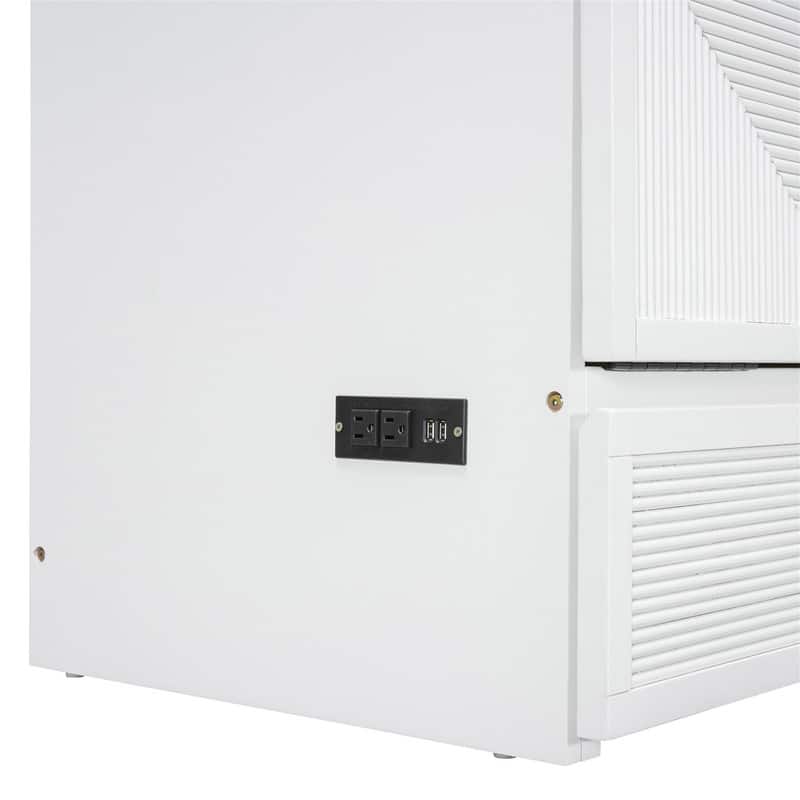 Full/Queen Size Murphy Bed Wall Bed with a Large Storage Drawer, Foldable Murphy Cabinet Bed with USB Ports and Outlets