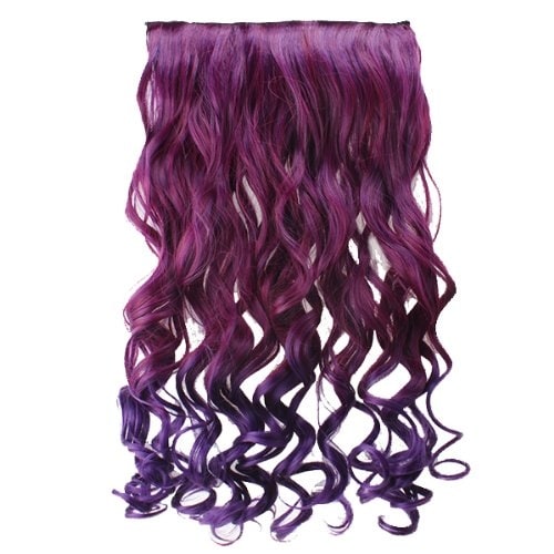 AGPtek 26" Enstyle Supreme Neon Tangle Curly Hair Extension Ponytail-Rose red to dark purple