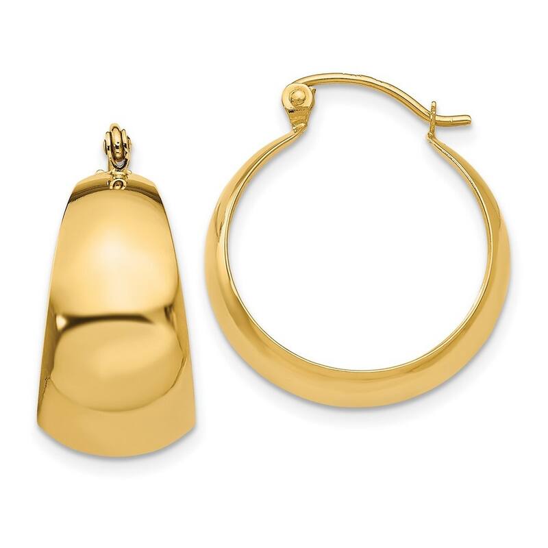 Curata 14k Yellow Gold 10.5x21mm Polished Tapered Hoop Earrings