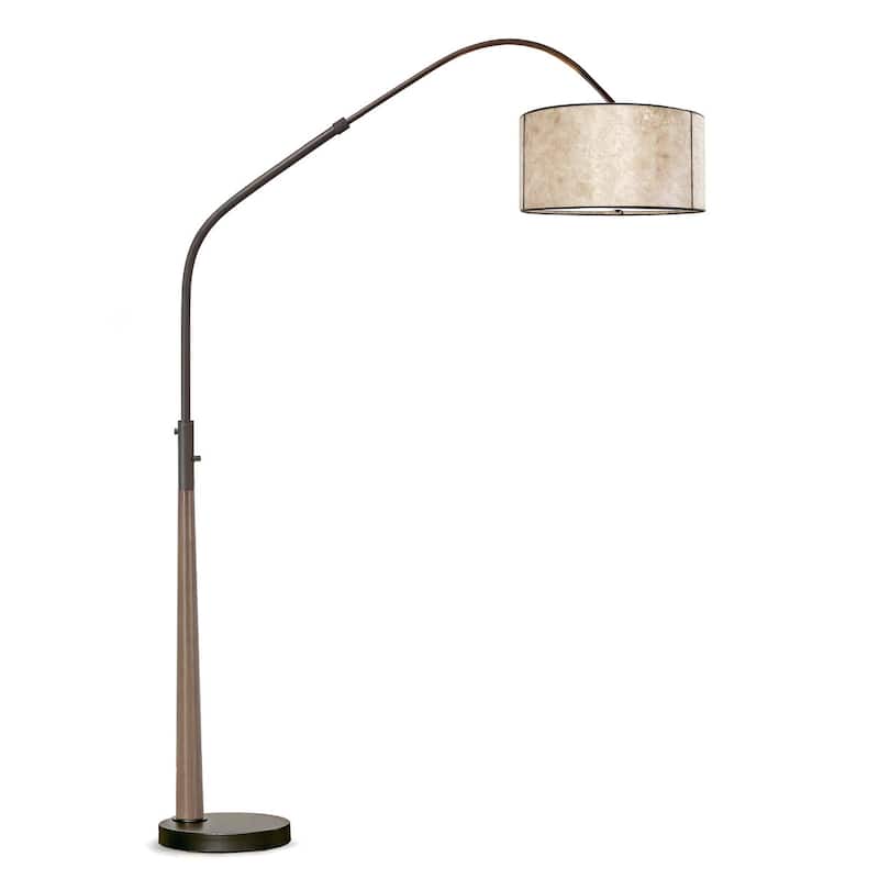 HOMEGLAM Century 81" Solid Wood Arched Floor Lamp with Dimmable LED Bulb - DarkBronze/MicaShade