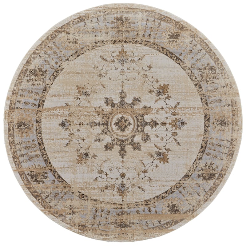 Tira Power Loomed Distressed Geometric Soft Area Rug By HomeRoots - 93' X '93' X '0.39