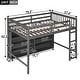 preview thumbnail 4 of 5, Grey Loft Bed with Open Storage Shelves, Built-in Ladder, Guardrail