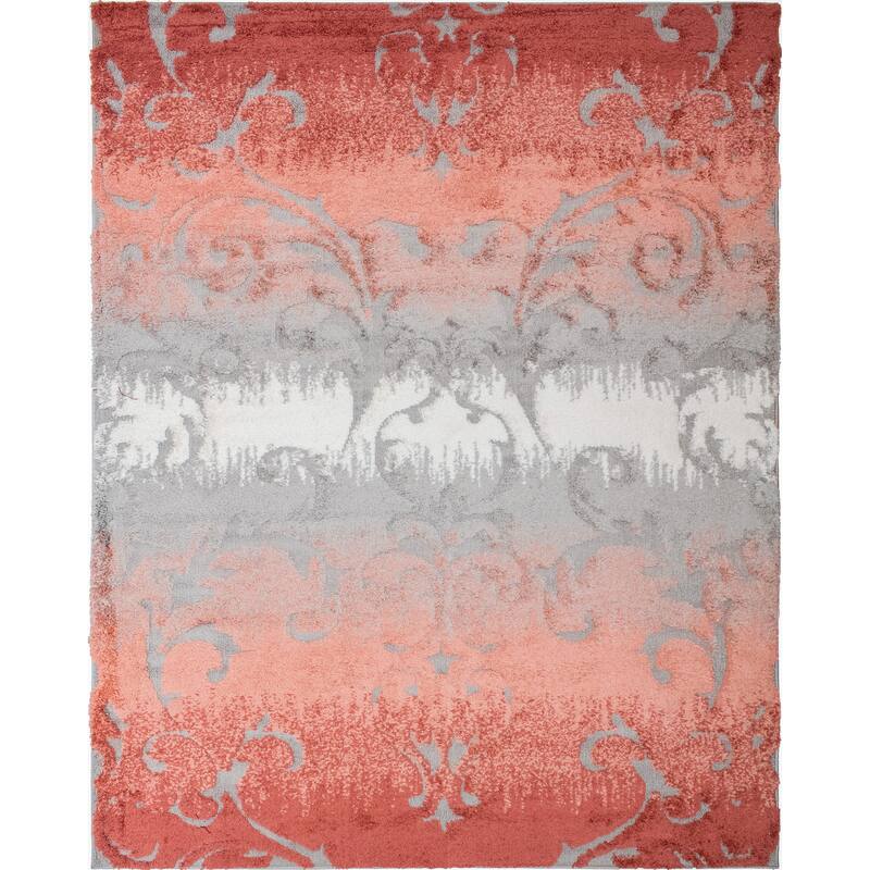Noori Rug Monaco Sierra High-low Floral Scroll Area Rug - 8'10" x 11'11" - Grey/Terracotta