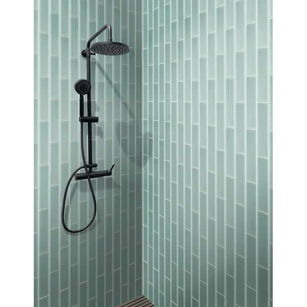 slide 2 of 2, Apollo Tile 20 Pack 3-in x 12-in Cadet Blue Rectangular Subway Matte Finished Glass Mosaic Wall Tile (5 sq ft/case)