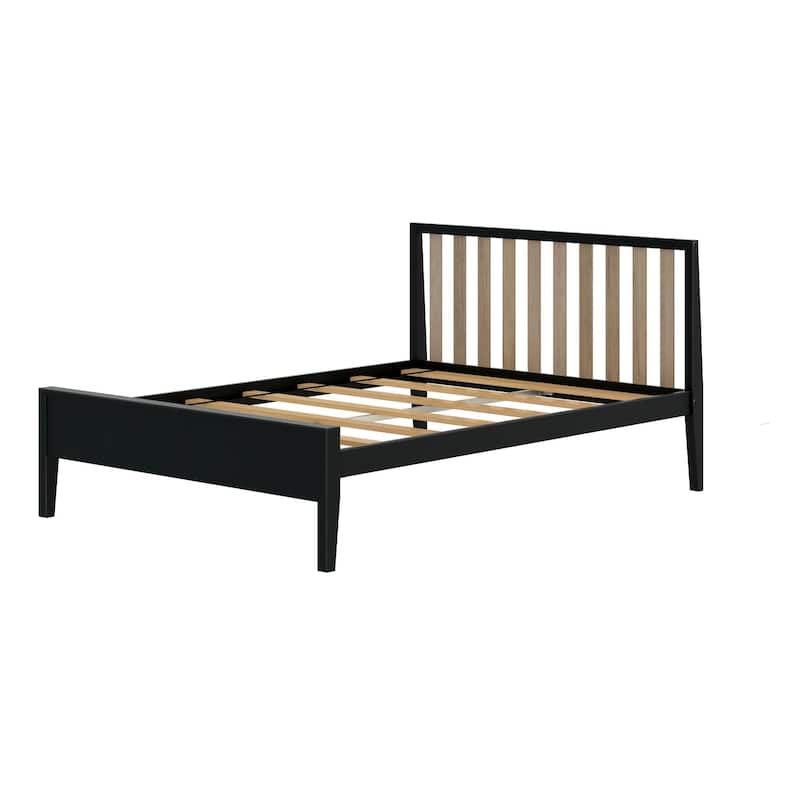 Plank and Beam Modern Full-Size Bed with Slatted Headboard