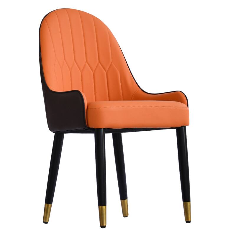 PU Leather Dining Chairs Set of 2, Upholstered Kitchen Side Chairs, Armless Dining Chairs with Curved Backrest