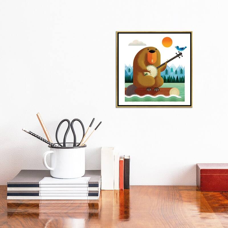 iCanvas "Banjo Beaver And Bluebird" by Gareth Lucas Framed Canvas Print