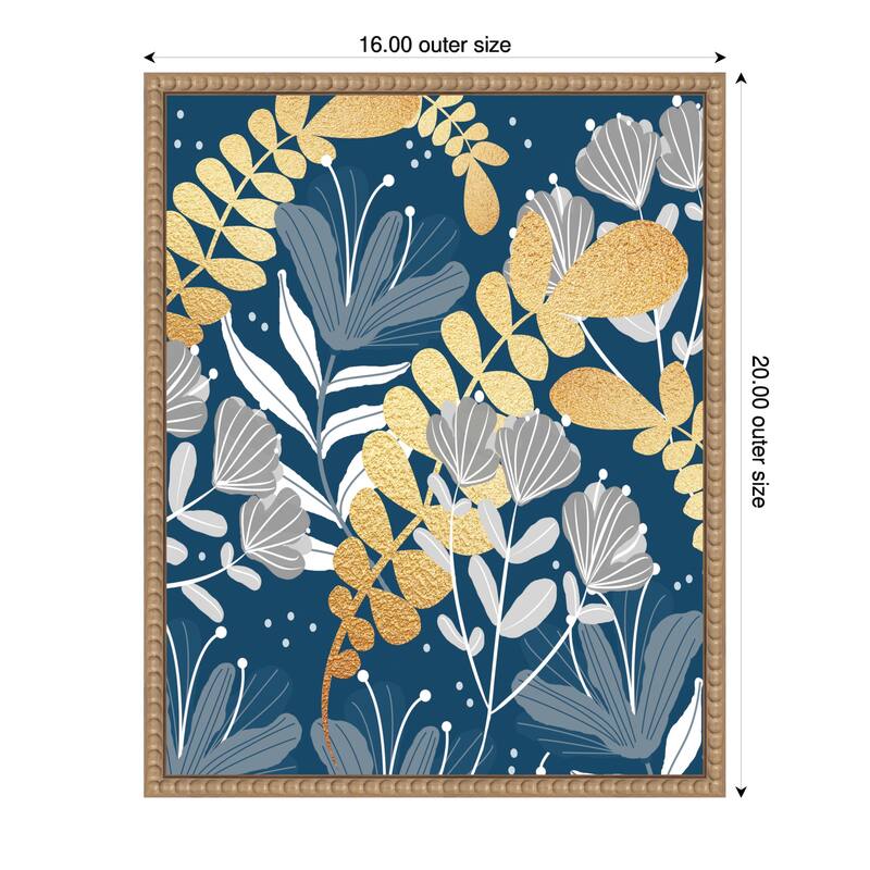 Blue Botanical Garden by Sannel Larson Framed Canvas Wall Art Print - 16 x 20 in