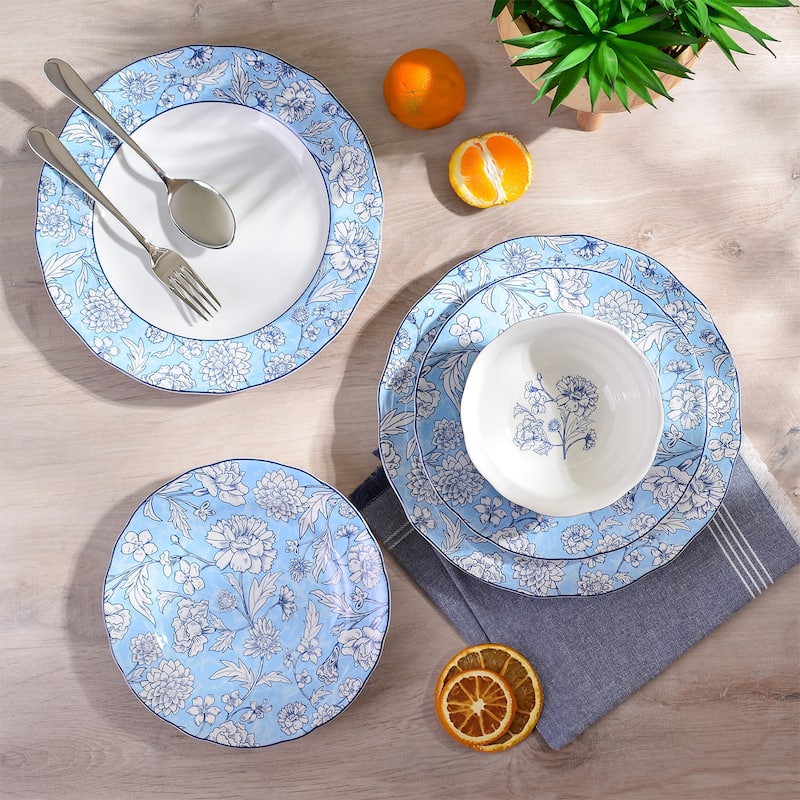Cleremont 12-Piece Light Blue Porcelain Dinnerware Set