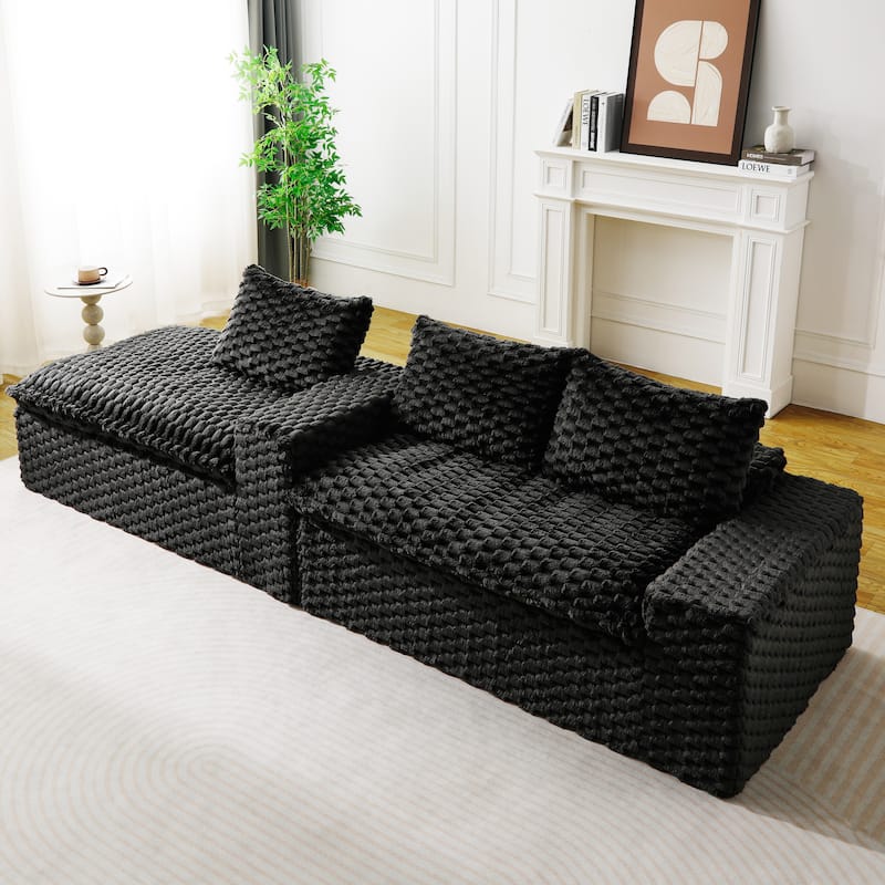 L-Shaped Sleeper Sectional Sofa Convertible Straight Sofa, Loveseat and Chaise Lounge Set for Living Room