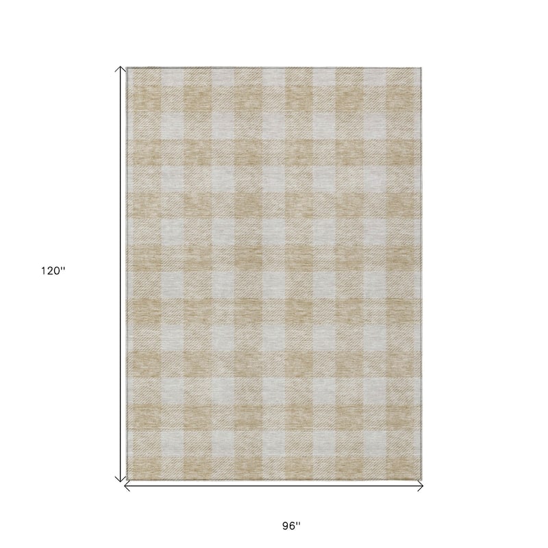 HomeRoots Plaid Transitional Rectangle Outdoor Rug