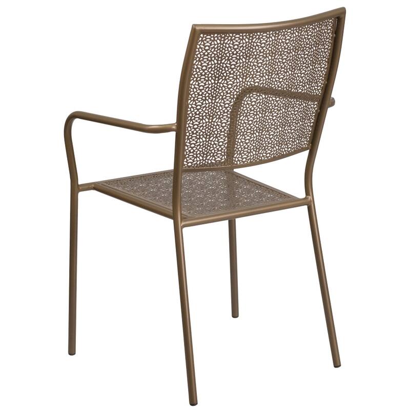 Indoor-Outdoor Steel Patio Arm Chair with Square Back