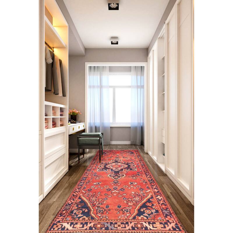 ECARPETGALLERY Hand-knotted Andelz Red Wool Rug - 3'10 x 10'2