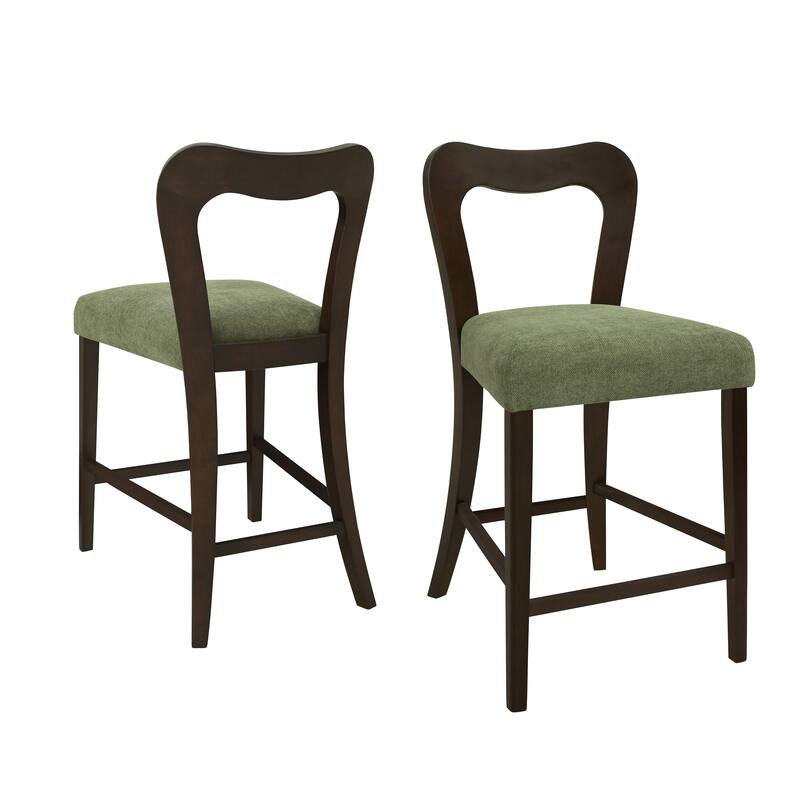 Roomfitters Counter Stool Set of 2, Modern Kitchen Bar Stool with Upholstered Seat and Wood Frame