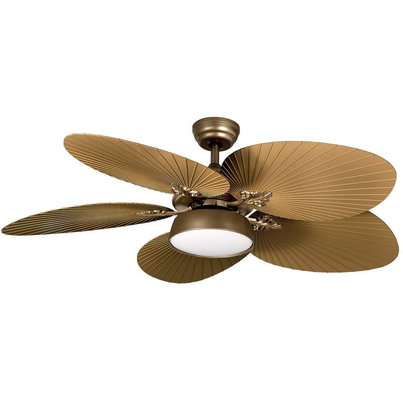 52" Moasis Palm Leaf Ceiling Fan LED Light Tropical Style with Remote