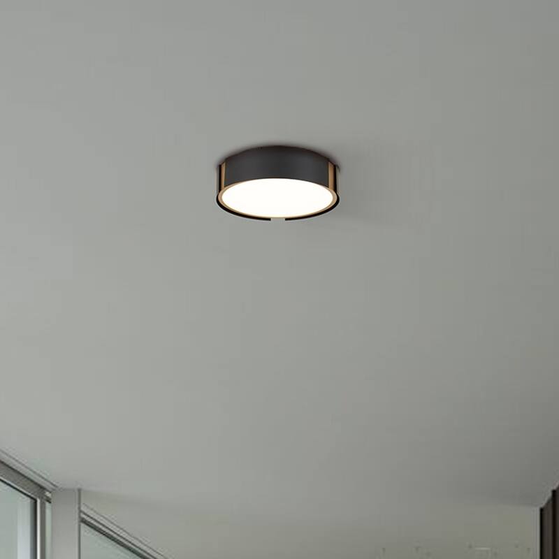 Ember 10" Matte Black Brass LED Flush Mount Ceiling Light