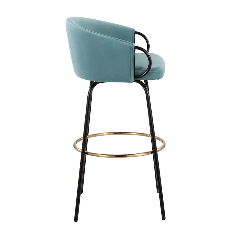 Silver Orchid Battista 30" Fixed-Height Bar Stool with Black Metal Legs & Round Footrest (Set of 2)