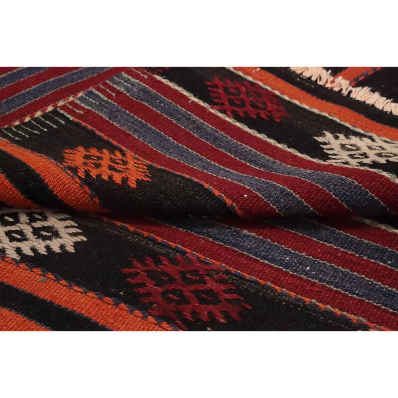 Hand Woven Oriental 100% Wool Carpet Southwestern Tribal Multi-Colored Kilim Area Rug - 9' 7'' X 6' 3''