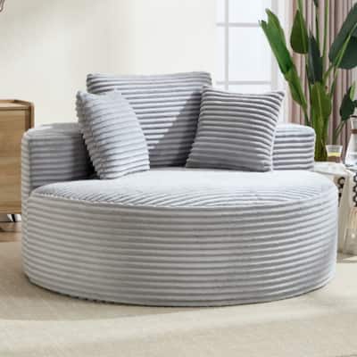 Round Memory Foam Sofa Bed, Cloud Sectional Couch with 3 Pillows for Living Room