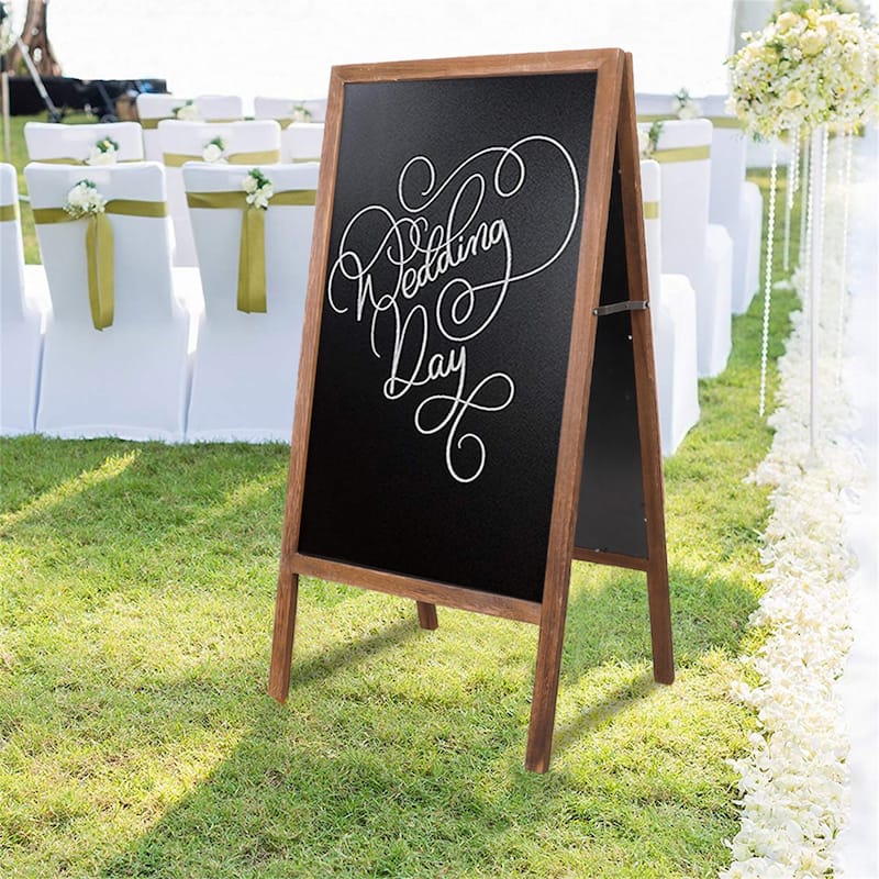 Magnetic A-Frame Chalkboard Message Sign Board Extra Large 39 x20 in Free Standing - Brown