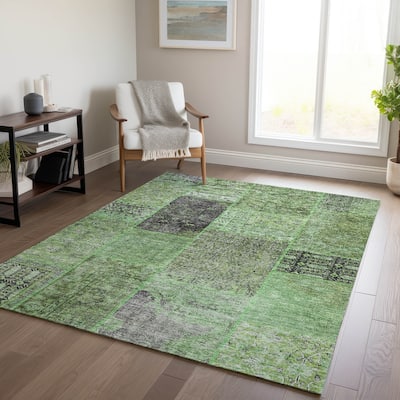 Machine Washable Indoor/ Outdoor Chantille Vintage Persian Patchwork Rug