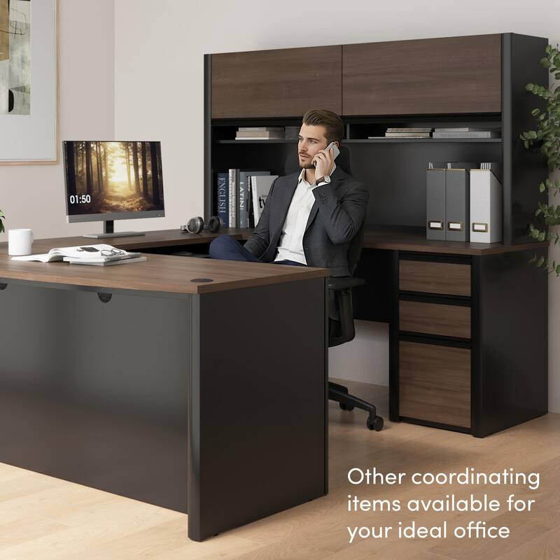 Bestar Connexion 72W L Shaped Desk with Storage Drawers