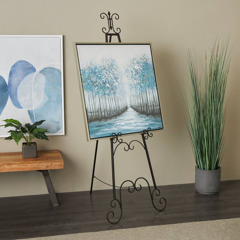 Black Metal Adjustable 3 Tier Scroll Display Easel with Chain Support