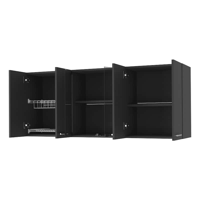 Shelton 59-inch Two Center Glass Doors Wall Cabinet