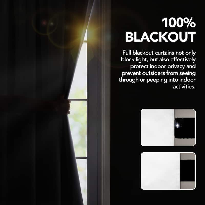 Deconovo White Blackout Door Curtain with Tieback for French Doors