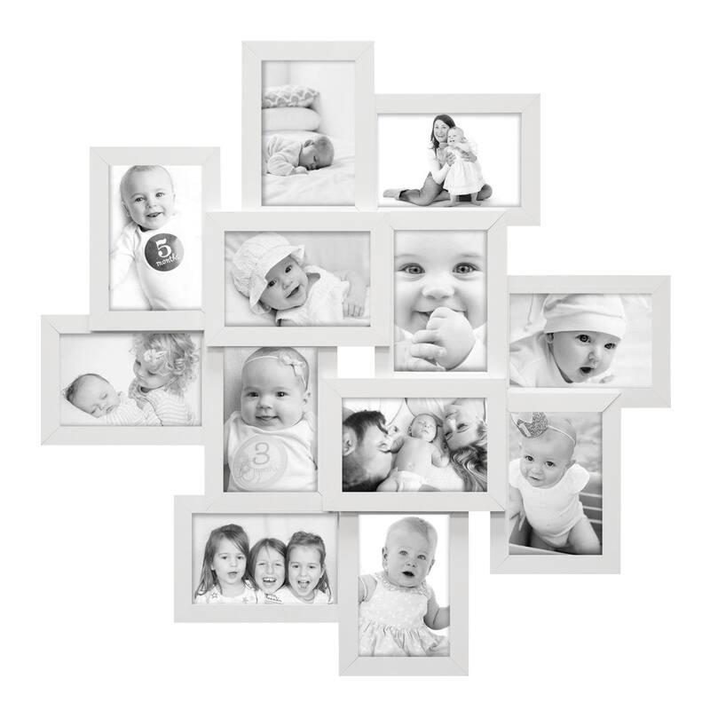 HELLO LAURA 12 Opening 4 x 6" White Collage Wall Picture Frame