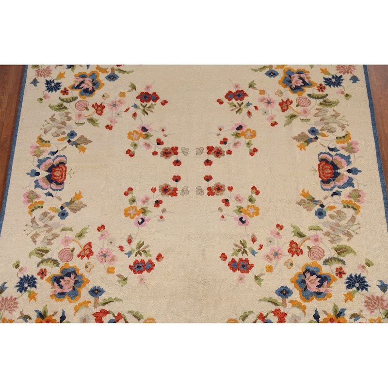 Floral Heriz Serapi Indian Area Rug Handmade Wool Carpet - 7'9" x 9'9"