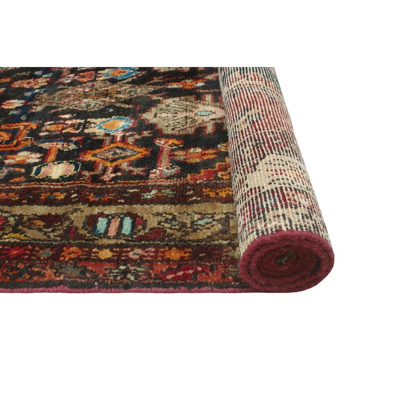 Fine Vintage Distressed Bahar Charcoal/Rust Runner - 3'5" x 9'0"