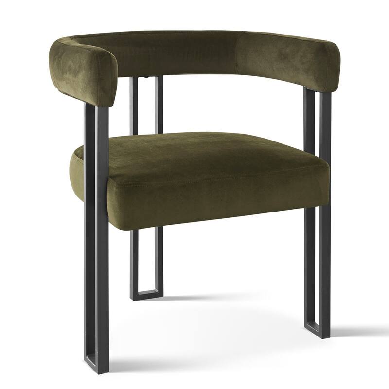 Modern Velvet Upholstered Dining Armchairs with Black Metal Legs (Set of 2/4/6)