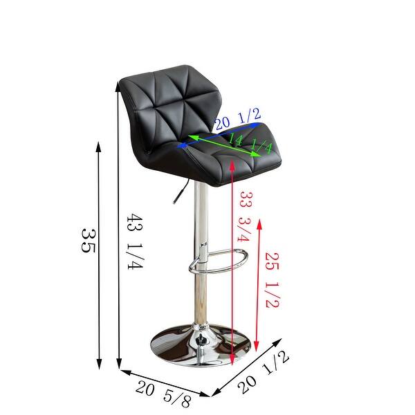 Contemporary Tufted Adjustable Height Hidraulic Bar Stools, Set of 2