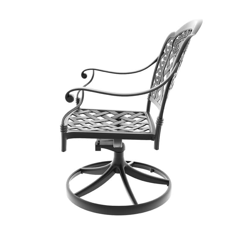 Black Swivel Aluminum Patio Outdoor Dining Chair (4-Pack)