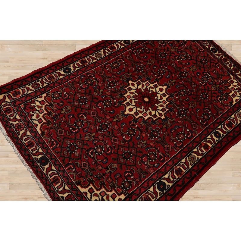 3'7''x5'3'' Hand Knotted Wool Rust Abadeh Traditional Rug - 3' 7'' x 5' 3''