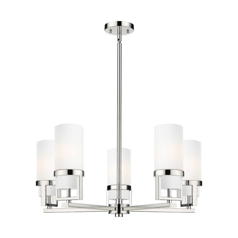Innovations Lighting Utopia - 5 Light 8" Stem Hung Chandelier - Polished Nickel/Matte White