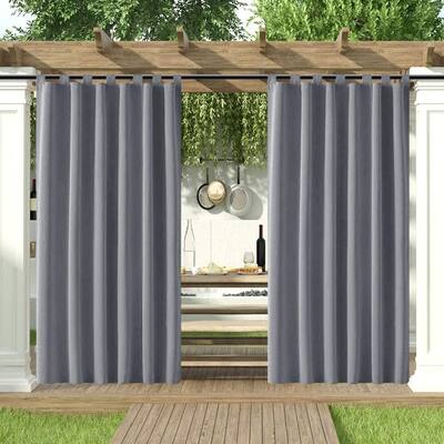 Pro Space Outdoor Thermal Insulated Blackout Curtain Waterproof Windproof Tab Top Porch Decor Grey (1 Panel) - 50x96