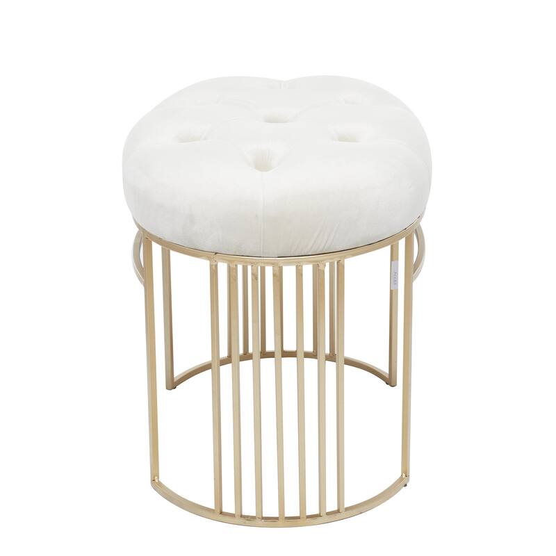 White, Black or Gray Velvet Tufted Home Bench with Gold Metal Legs