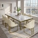 preview thumbnail 18 of 58, Modern Marble Dining Table with White Rectangular Tabletop Gold Stainless Legs, Dining Room Table