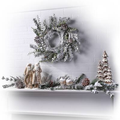 26" Snowed Pine/Eucalyptus/Cone Wreath