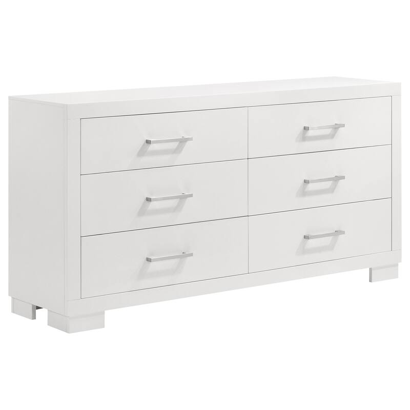 Bela 5 Piece Queen Bedroom Set, LED Lit Bedframe, Snow White Wood