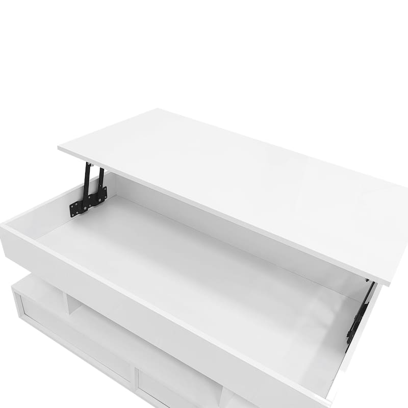 Lift-Top Coffee Table with 2 Drawers, Modern Coffee Table with Adequate Hidden Compartment