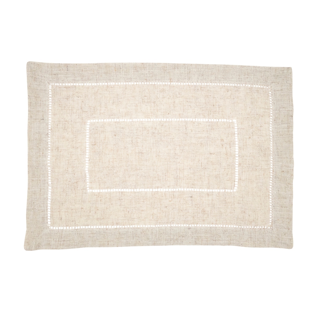 Linen Blend Toscana Double Hemstitched Placemat (Set of 12) - 14"x20"