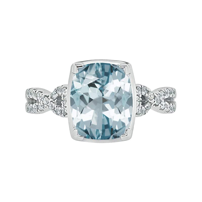 Auriya 2 1/3ct Cushion-cut Aquamarine and Diamond Engagement Ring 1/5ctw 14kt Gold