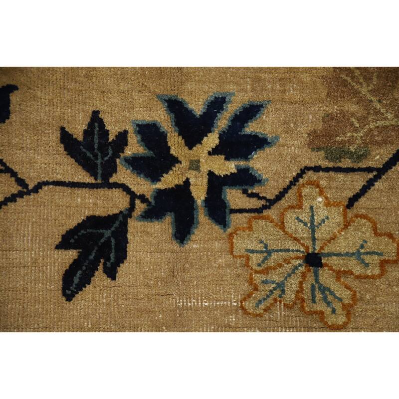 Hand Knotted Oriental 100% Wool Carpet Traditional Pictorial Yellow & Gold Art Deco Area Rug - 19' 0'' X 11' 9''