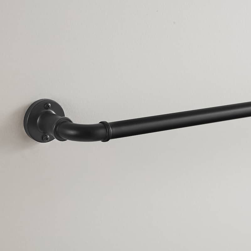 Eclipse Somerton 3/4" Industrial Pipe Blackout Wrap Curtain Rod - 36-66" - Matte Black