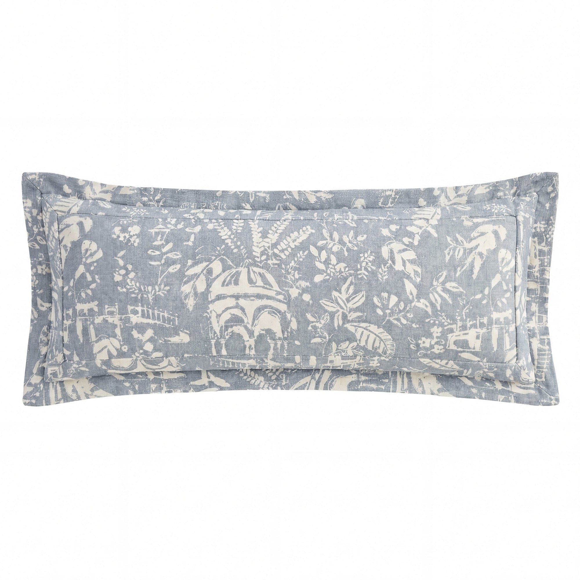 HiEnd Accents Genoa Washed Linen Blend Vintage Botanical 14x36 inch Lumbar Pillow